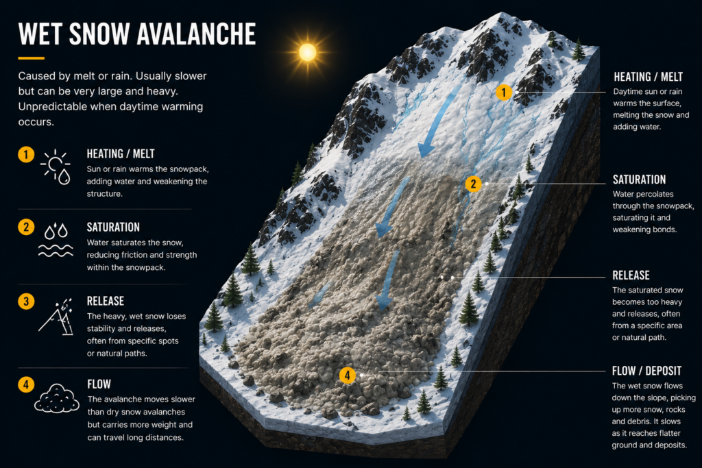 Prevención de Avalanchas 9 wet snow avalanche